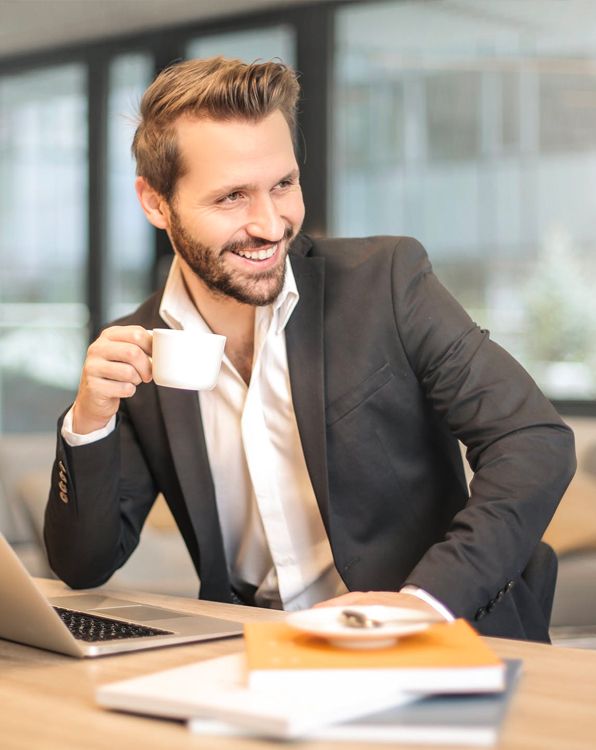 Business Man Drinking Coffee